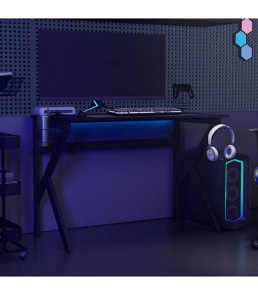 vidaXL Gaming Desk with K Shape Legs Black 110x60x75 cm