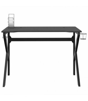 vidaXL Gaming Desk with K Shape Legs Black 110x60x75 cm