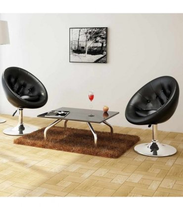 vidaXL Bar Stools 2 pcs Black Faux Leather