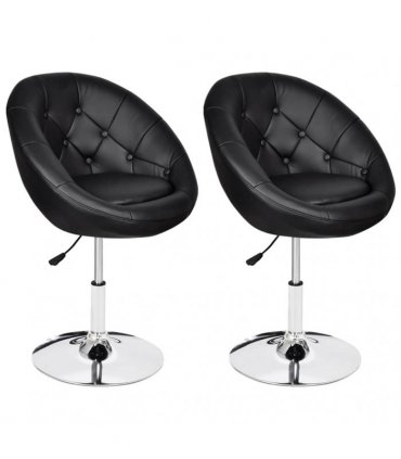 vidaXL Bar Stools 2 pcs Black Faux Leather