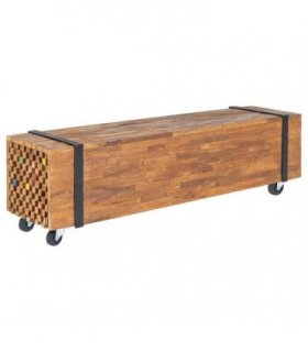 vidaXL TV Stand 110x30x32,5 cm Solid Teak Wood