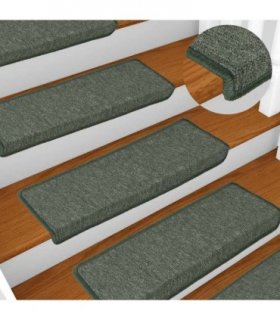 vidaXL Stair Mats 15 pcs 65x21x4 cm Dark Green Rectangular Edge