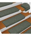 vidaXL Stair Mats 15 pcs 65x21x4 cm Dark Green Rectangular Edge
