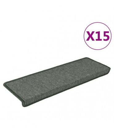 vidaXL Stair Mats 15 pcs 65x21x4 cm Dark Green Rectangular Edge