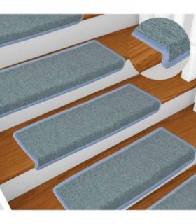 vidaXL Stair Mats 15 pcs 65x21x4 cm Sea Blue Rectangular Edge