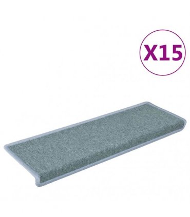 vidaXL Stair Mats 15 pcs 65x21x4 cm Sea Blue Rectangular Edge