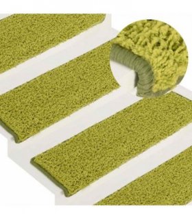 vidaXL Stair Mats 15 pcs 65x21x4 cm Green Rectangular Edge