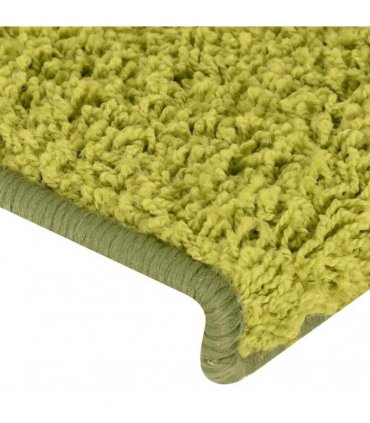 vidaXL Stair Mats 15 pcs 65x21x4 cm Green Rectangular Edge