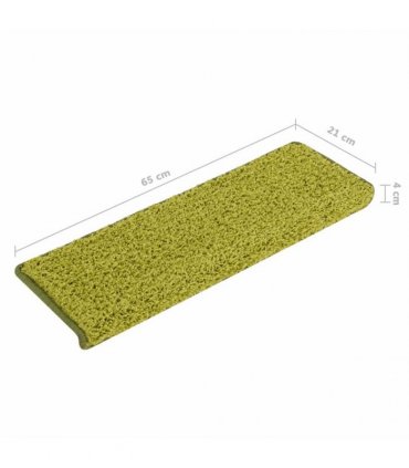 vidaXL Stair Mats 15 pcs 65x21x4 cm Green Rectangular Edge