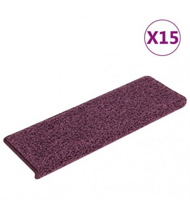 vidaXL Stair Mats 15 pcs 65x21x4 cm Dark Purple Rectangular Edge