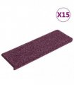 vidaXL Stair Mats 15 pcs 65x21x4 cm Dark Purple Rectangular Edge