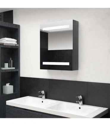 vidaXL LED Bathroom Mirror Cabinet Shining Grey 50x14x60 cm