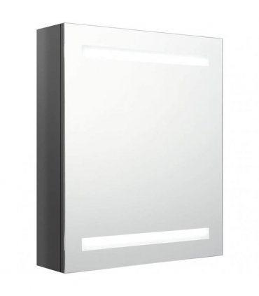vidaXL LED Bathroom Mirror Cabinet Shining Grey 50x14x60 cm
