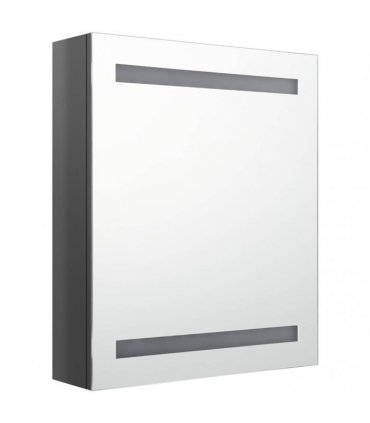 vidaXL LED Bathroom Mirror Cabinet Shining Grey 50x14x60 cm
