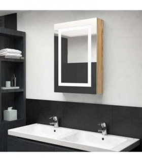 vidaXL LED Bathroom Mirror Cabinet Oak 50x13x70 cm