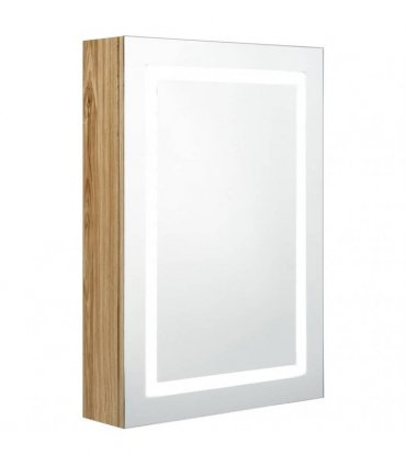 vidaXL LED Bathroom Mirror Cabinet Oak 50x13x70 cm
