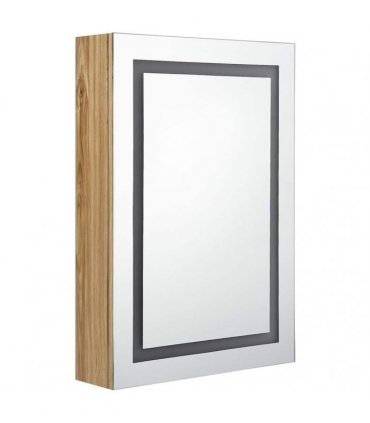 vidaXL LED Bathroom Mirror Cabinet Oak 50x13x70 cm