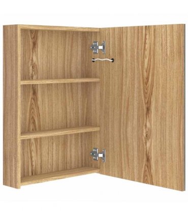 vidaXL LED Bathroom Mirror Cabinet Oak 50x13x70 cm