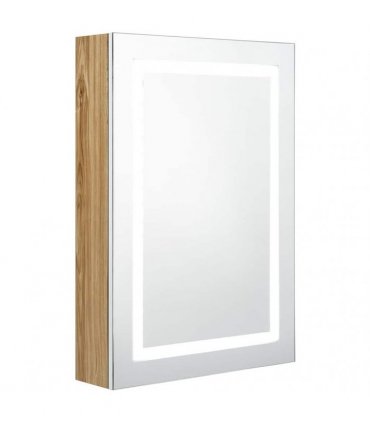 vidaXL LED Bathroom Mirror Cabinet White and Oak 50x13x70 cm