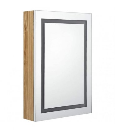vidaXL LED Bathroom Mirror Cabinet White and Oak 50x13x70 cm