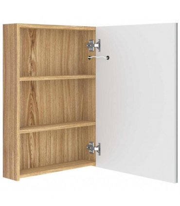 vidaXL LED Bathroom Mirror Cabinet White and Oak 50x13x70 cm