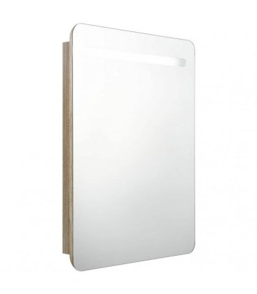 vidaXL LED Bathroom Mirror Cabinet Oak 60x11x80 cm