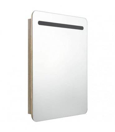 vidaXL LED Bathroom Mirror Cabinet Oak 60x11x80 cm