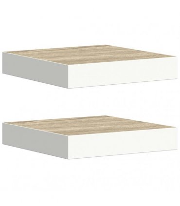 vidaXL Floating Wall Shelves 2 pcs Oak and White 23x23,5x3,8 cm MDF
