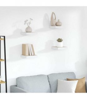 vidaXL Floating Wall Shelves 4 pcs Oak and White 23x23,5x3,8 cm MDF