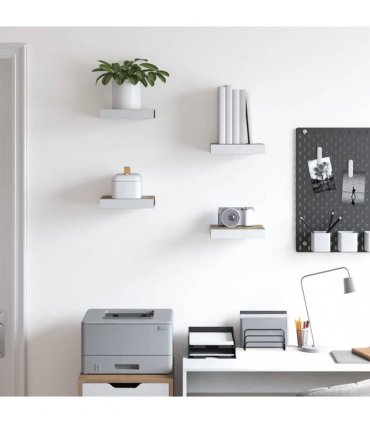 vidaXL Floating Wall Shelves 4 pcs Oak and White 23x23,5x3,8 cm MDF