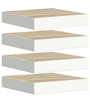 vidaXL Floating Wall Shelves 4 pcs Oak and White 23x23,5x3,8 cm MDF