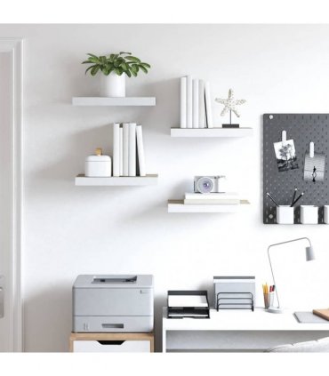 vidaXL Floating Wall Shelves 4 pcs Oak and White 40x23.5x3.8 cm MDF