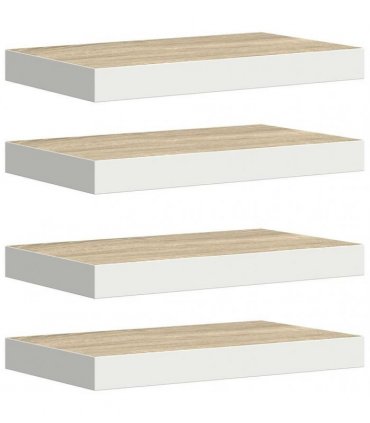 vidaXL Floating Wall Shelves 4 pcs Oak and White 40x23.5x3.8 cm MDF