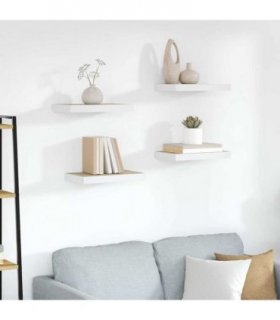 vidaXL Floating Wall Shelves 4 pcs Oak and White 50x23.5x3.8 cm MDF