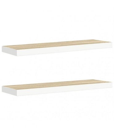 vidaXL Floating Wall Shelves 2 pcs Oak and White 80x23,5x3,8 cm MDF