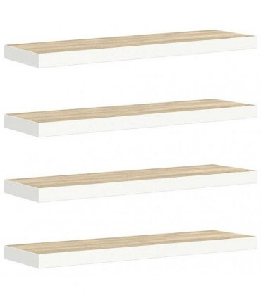 vidaXL Floating Wall Shelves 4 pcs Oak and White 80x23,5x3,8 cm MDF