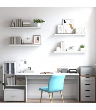 vidaXL Floating Wall Shelves 4 pcs Oak and White 90x23,5x3,8 cm MDF