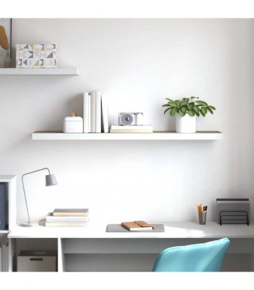 vidaXL Floating Wall Shelf Oak and White 120x23,5x3,8 cm MDF