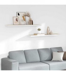 vidaXL Floating Wall Shelves 2 pcs Oak and White 120x23,5x3,8 cm MDF