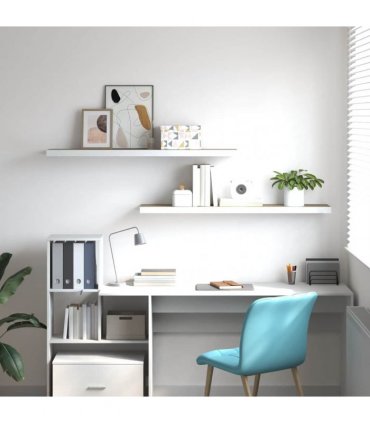 vidaXL Floating Wall Shelves 2 pcs Oak and White 120x23,5x3,8 cm MDF