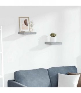 vidaXL Floating Wall Shelves 2 pcs Concrete Grey 23x23,5x3,8 cm MDF