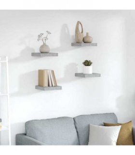 vidaXL Floating Wall Shelves 4 pcs Concrete Grey 23x23,5x3,8 cm MDF
