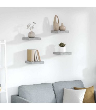 vidaXL Floating Wall Shelves 4 pcs Concrete Grey 23x23,5x3,8 cm MDF