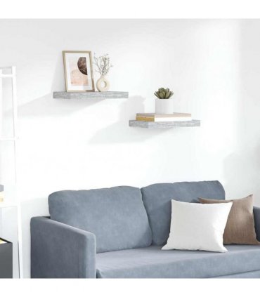 vidaXL Floating Wall Shelves 2 pcs Concrete Grey 40x23.5x3.8 cm MDF