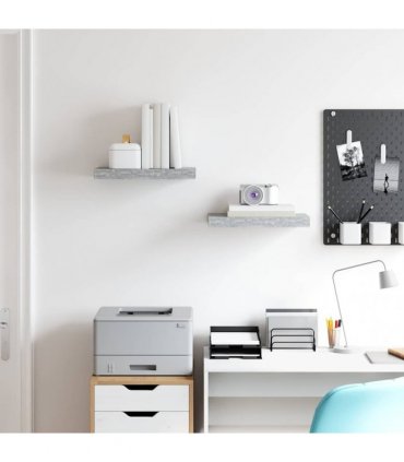 vidaXL Floating Wall Shelves 2 pcs Concrete Grey 40x23.5x3.8 cm MDF