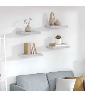 vidaXL Floating Wall Shelves 4 pcs Concrete Grey 40x23.5x3.8 cm MDF