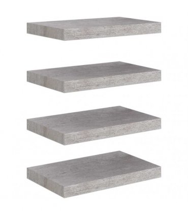 vidaXL Floating Wall Shelves 4 pcs Concrete Grey 40x23.5x3.8 cm MDF