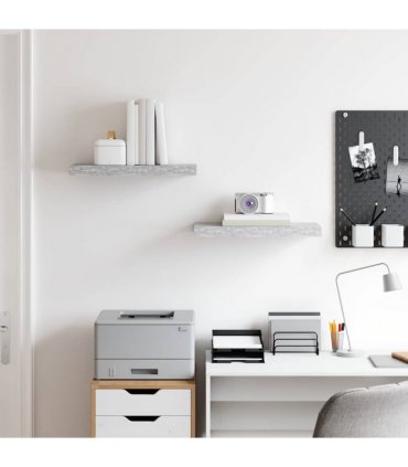 vidaXL Floating Wall Shelves 2 pcs Concrete Grey 50x23.5x3.8 cm MDF