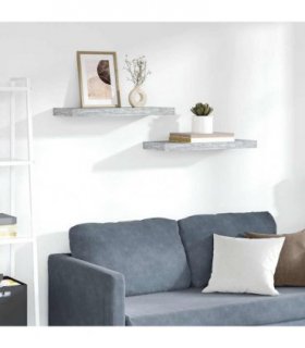 vidaXL Floating Wall Shelves 2 pcs Concrete Grey 60x23,5x3,8 cm MDF