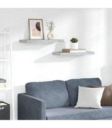 vidaXL Floating Wall Shelves 2 pcs Concrete Grey 60x23,5x3,8 cm MDF